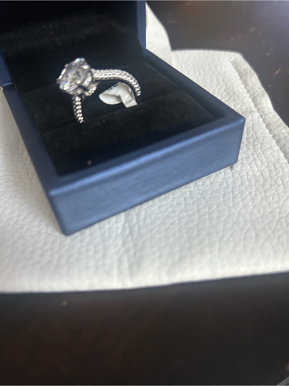 Classic Clear Halo Solitaire Ring in Silver
